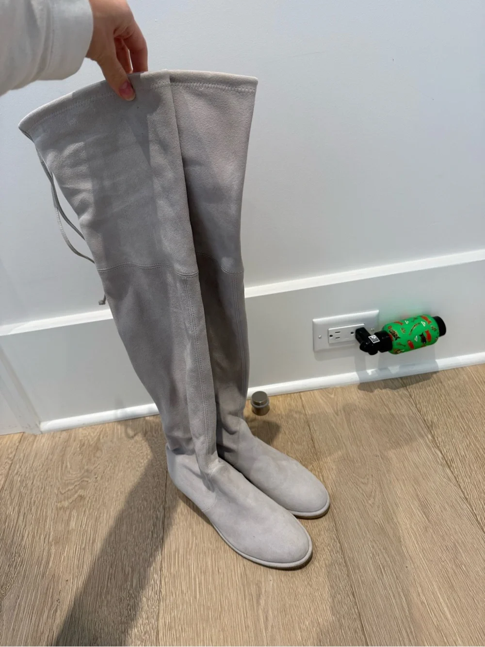Stuart Weitzman Over-the-Knee Suede Boots in Pale Gray